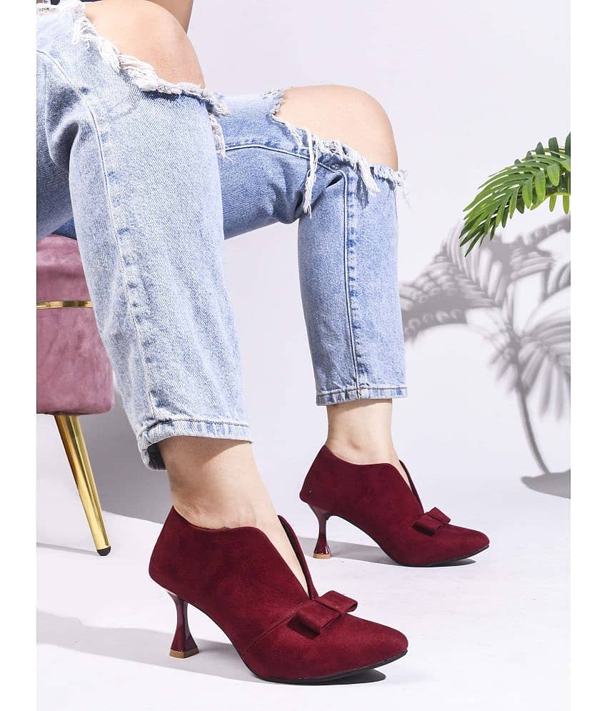 JM Looks Maroon Women's Mules Heels
