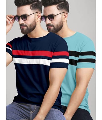 AUSK Pack of 2 Cotton Blend Regular Fit Men's T-Shirt ( Sky Blue )