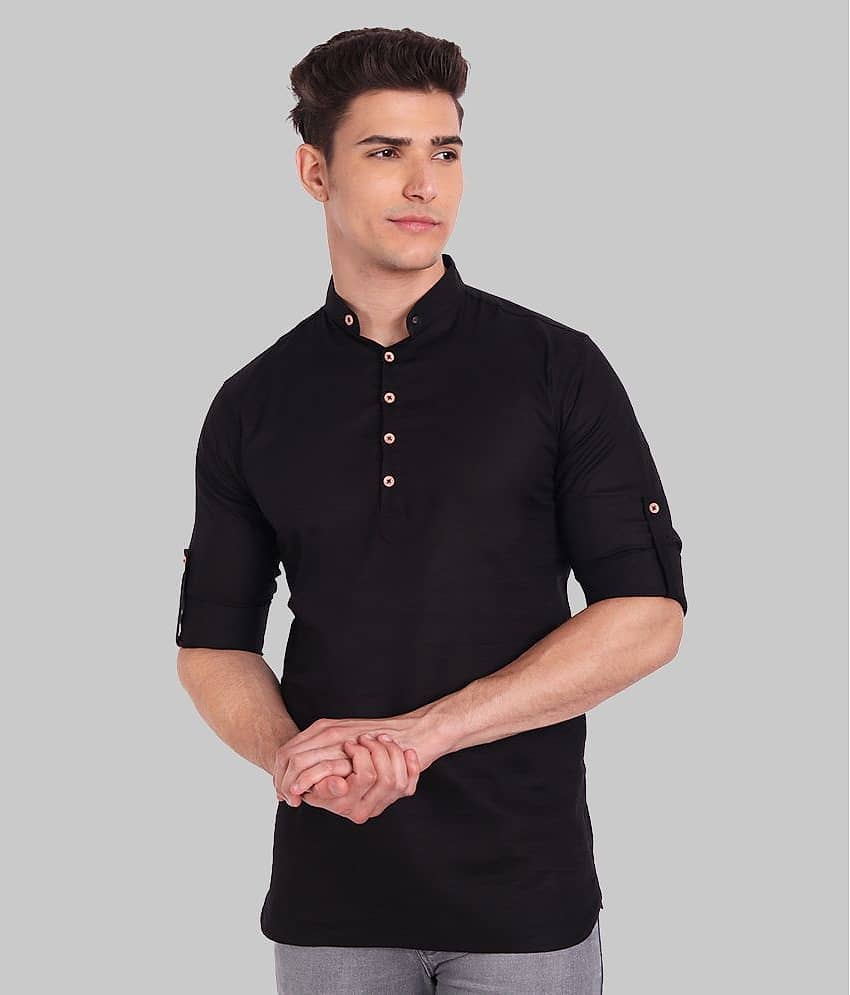Vida Loca - Black Cotton Men's Regular Kurta ( Pack of 1 )