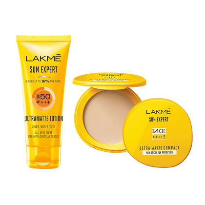Lakme Sun Expert Spf 50 Ultra Matte Lotion & Ultra Matte Spf 40 Pa+++ Compact, Combo 2 Items