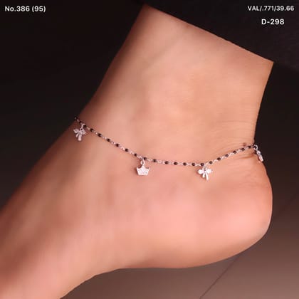 Sleek Tiny Charm Silver Payal for Women