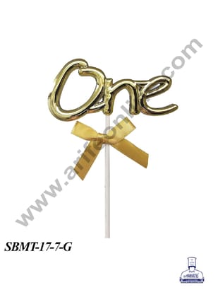 CAKE DECOR™ Plastic One Number Cake Topper - 1 Piece-Gold