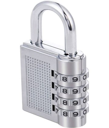 Combination 4-Digit Safe Painted PIN Hand Bag Shaped Combination Stainless Steel Padlock Lock for Home/Shop/Office/Store/ Farmhouse (Silver, Color May Vary, 79 x 40 x 18mm)