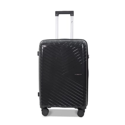 SKYCARRY Specta | Trolley Bag Single Medium M23| Durable Hard Shell | TSA Type Lock | Spinner Luggage | 360 Disc Spinner Wheels | Travel Suitcase (23, Jet Black, Medium)
