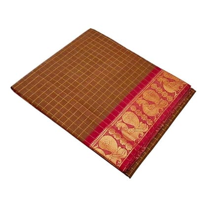 Cotton Jacquard Border Jari Checks Sarees