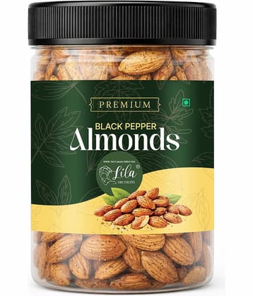 LILA DRY FRUITS Flavoured Almonds 1 kg (500g x 2) Black Pepper Flavour Crunchy Roasted Badam Snack Spicy Namkeen Dry Fruit for Perfect for Giftings