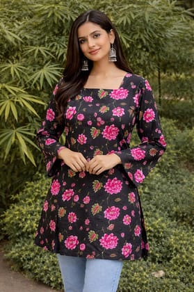 New Collection Of Short kurti With Back Dori Comfortable & Stylish  100% Pure Soft Cotton (6060)