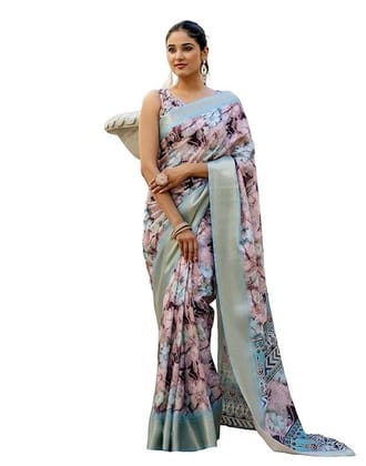 SIRIL Women's Silk Printed Ready to Wear Saree