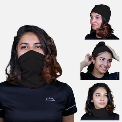 Heelium Bamboo Bandana For Women- Set of 4-Black | Black | Black | Black