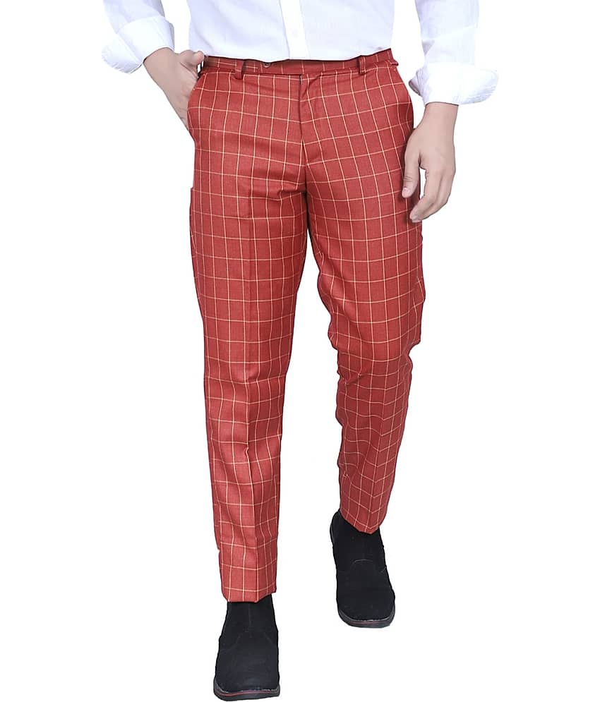 Kundan Khaki Slim -Fit Flat Trousers Single