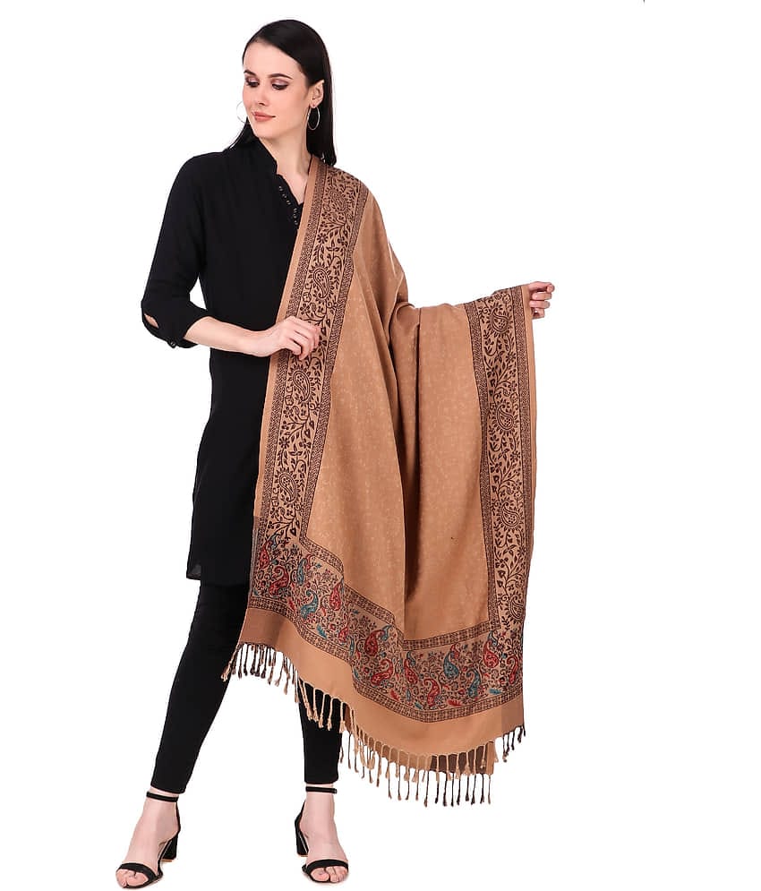 Bravezi Beige Self Shawl - Single