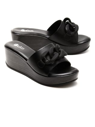 Delco PU Sole Casual Platform Slip-Ons-37 / Black