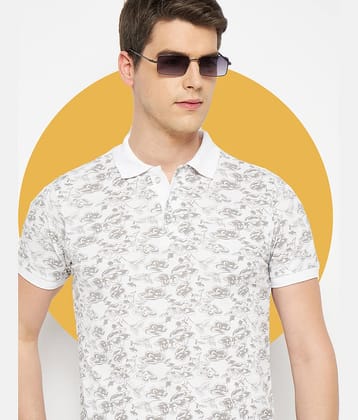 RELANE Pack of 1 Cotton Blend Regular Fit Printed Half Sleeves Men's Polo T Shirt ( White )