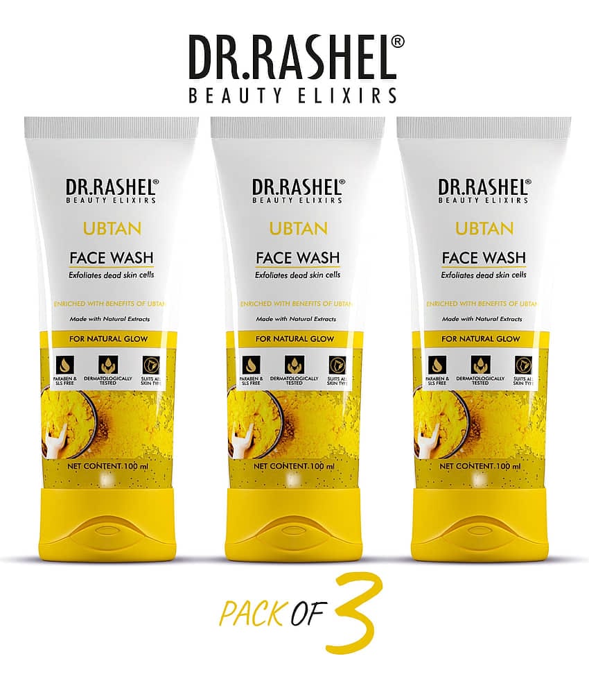 DR.RASHEL Ubtan with Sandal, Saffron & Turmeric for Natural Glow, All Skin Types Face Wash ( Pack of 3 )