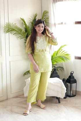 Ruksar Green Thread Work Cordset-3XL