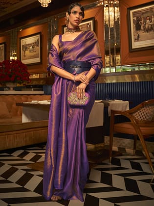 Burgundy kanjivaram Soft Silk Saree With Blouse