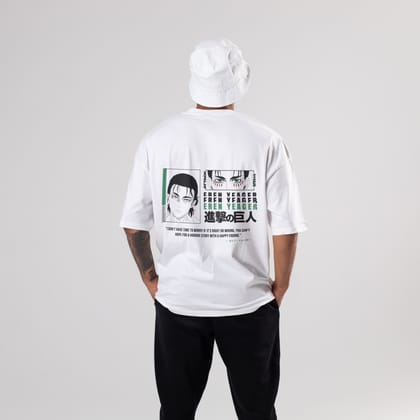 Attack on Titan Oversized T-Shirt-S / White / 240 GSM (100% Cotton)
