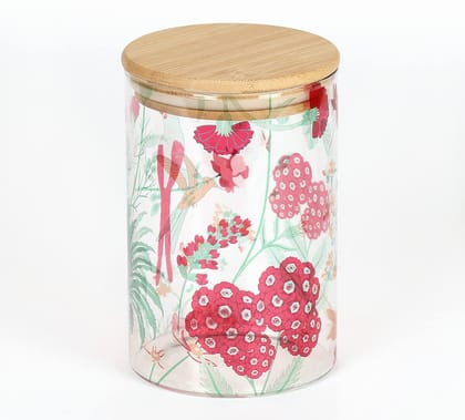 Grey Floral Galore Glass Jar 1050 Ml