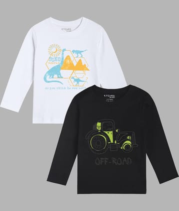ETCHED DESIGN Pack of 3 Boys Cotton T-Shirt ( Multicolor )