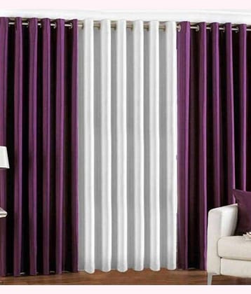 N2C Home Solid Semi-Transparent Eyelet Curtain 7 ft ( Pack of 3 ) - Multicolor