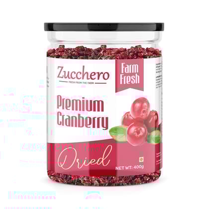 Zucchero Premium Dried Cranberry, 400 gm | Sweet & Tangy | 99% Fat Free | Antioxidant Rich
