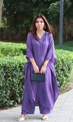 Electric Purple Kaftan Style Coord Set-S