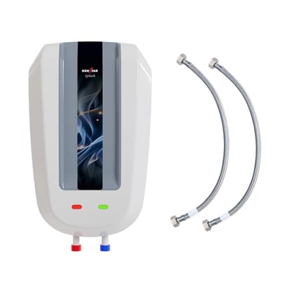 Kenstar Splash 5.9 L with Free Pipe |3000-Watts Powerful Heating | Electric Instant Water Heater (Geyser) |High Grade SS Tank with Advanced 4 Level Safety| Rust-Proof| White & Grey| Kenstar Splash 5.9 L with Free Pipe |3000-Watts Powerful Heating | Elect