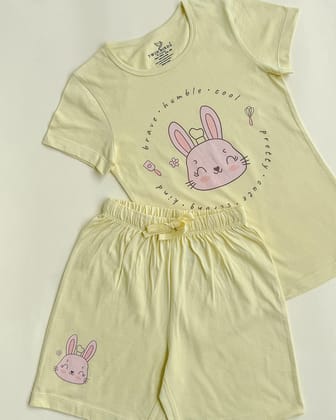 Kids Solid Shorts Co-ord - Delicate Yellow-26 / Delicate Yellow