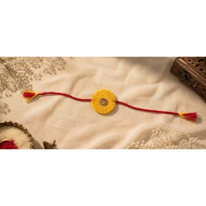 YELLOW HANDMADE EMBELLISHED RAKHI YELLOW HANDMADE EMBELLISHED RAKHI