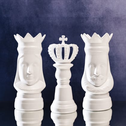 The Royal Chess Decor - Set Of 3-White