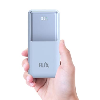 FLiX (Beetel) UltraCharge P115 10000mAh 22.5W QC Power Delivery PPS Power Bank, Tripple Output, Dual Input Type C & B, Percentage LED Indicator, Compatible to iPhone, Samsung, Google (XPB-P115)(Blue)