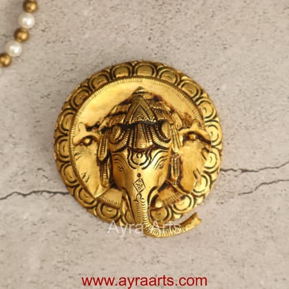 Unique Design Brass Ganesha Wall Hanging - 4 inch Height Unique Design Brass Ganesha Wall Hanging - 4 inch Height