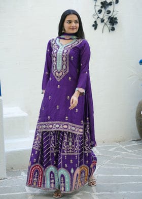 Beautiful Party Wear Suit With Sequence Embroidered Work