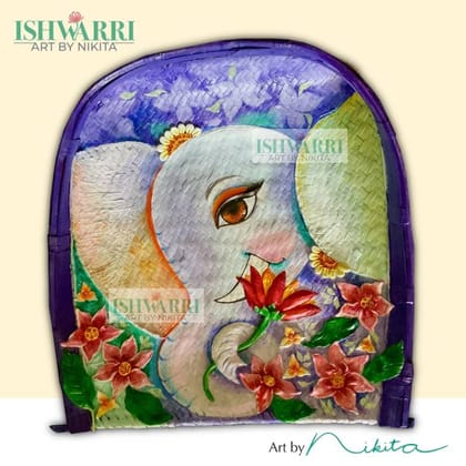 Elephant with Floral Elegance (22X24)