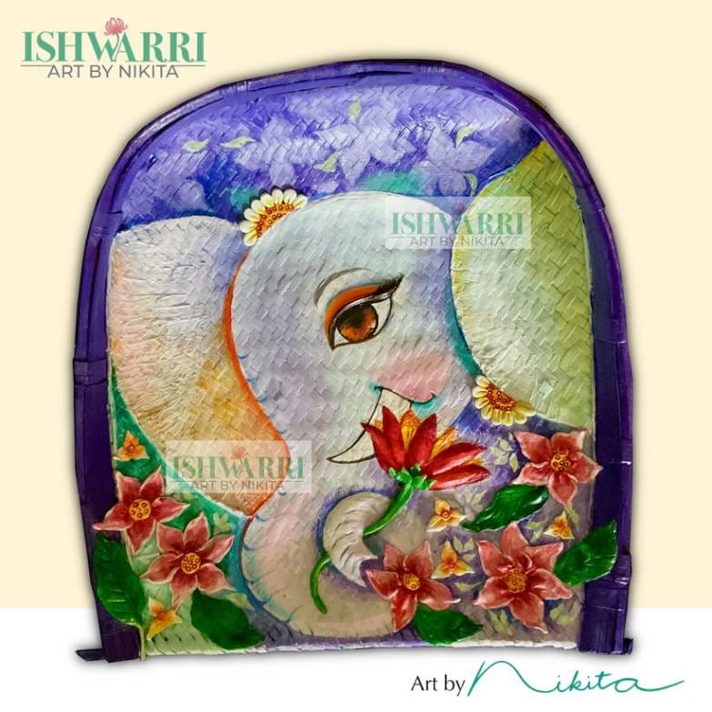 Elephant with Floral Elegance (22X24)
