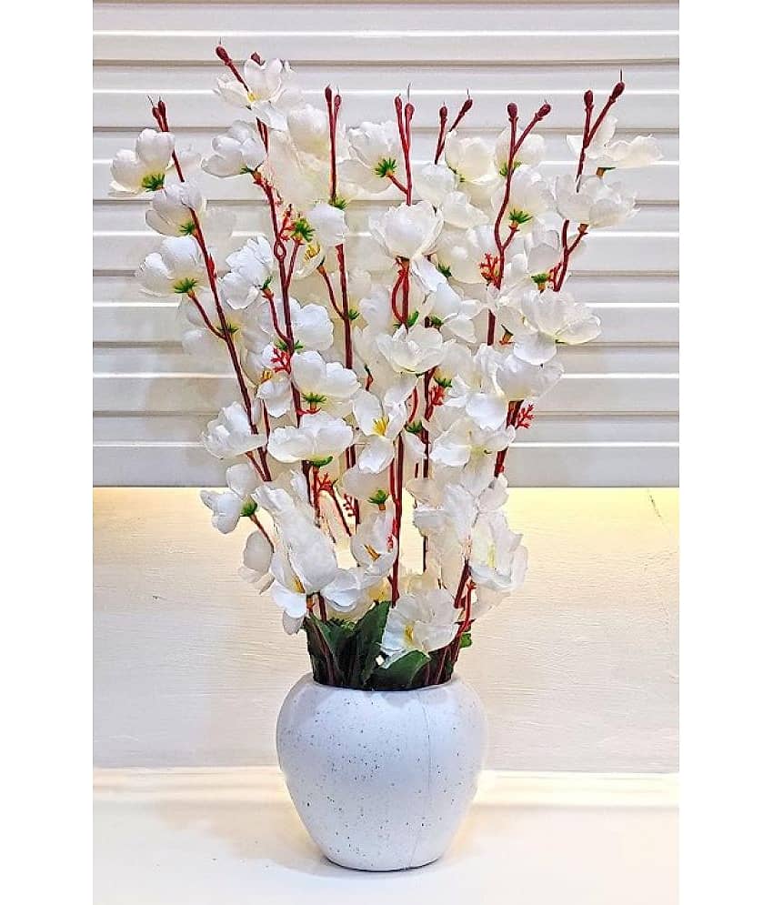 REAL PBR - White Cherry Blossom Artificial Flower ( Pack of 1 )
