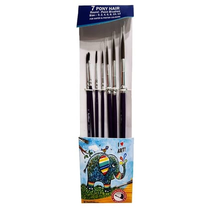Artline Pony Round Paint Brush No : 0,2,4,6,8,10 & 12 | for Various Art and Craft Projects | Different Types of Paint, Such as Watercolors, Acrylics, & Oils