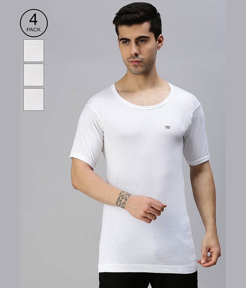 Pack of 4 Lux Cozi - White Cotton Blend Men's Vest