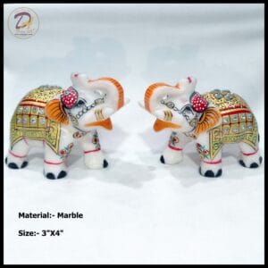 Marble Golden Elephant Pair Statue