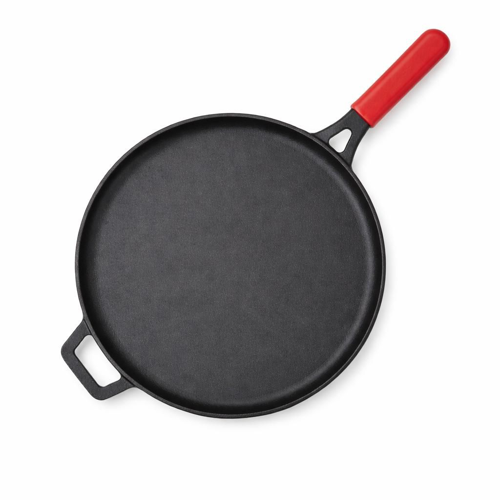 Granny Kitchen Cast Iron Tawa | Pre-Seasoned Heavy Duty Tawa with Silicone Handles