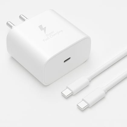 [Orginal] Samsung 45W Type-C Fast Charger Adapter & Cable Compatible with Galaxy S25, S23,S20/Fe, A55, F15, F14, F34,S/F/M/A/Z Series. S24 Ultra/S24+/S24, S23/S22/S21, A55/A35, M15/M14, Z Fold5/Flip5