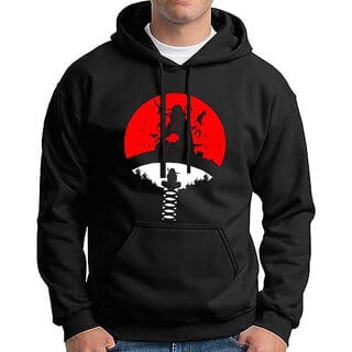 HIT SQUARE Men Black Printed Hooded Full Sleeve Sweatshirt.