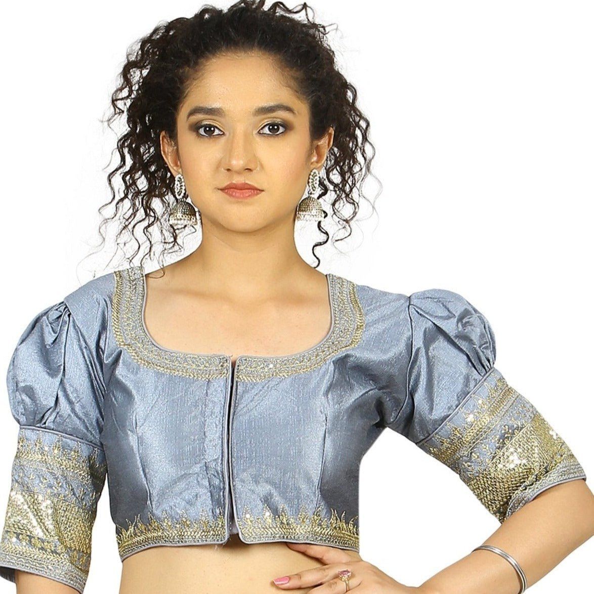 TheHangr Grey Raw Silk Blouse -  34