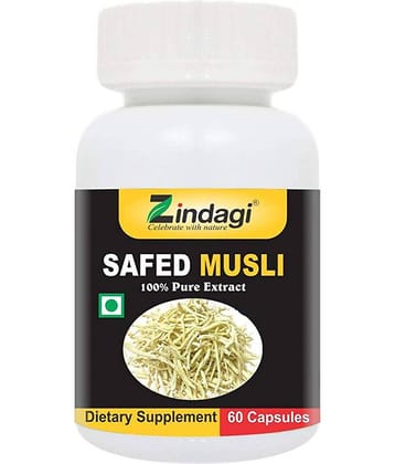 Zindagi Musli Capsules - Stamina & Energy Booster Capsules - Safed Musli Extract 60 gm Capsule