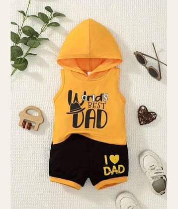 CUTEVIBE Pack of 1 Unisex Cotton Blend T-Shirt & Shorts Set ( Gold )