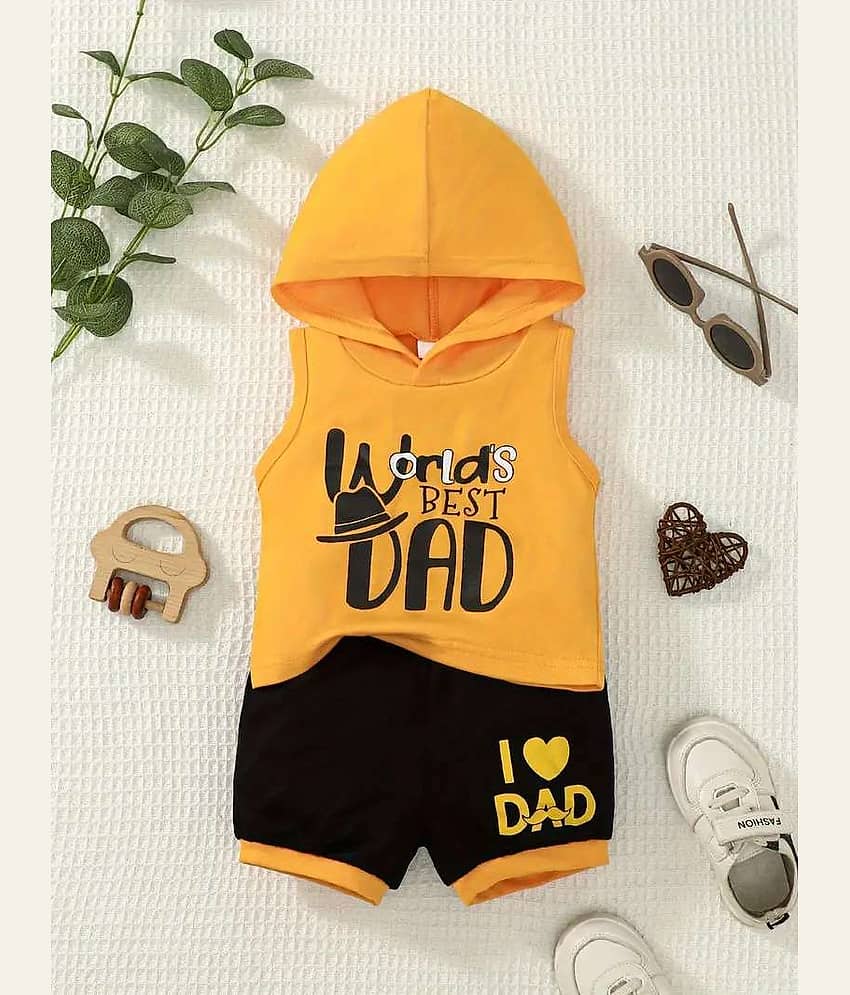 CUTEVIBE Pack of 1 Unisex Cotton Blend T-Shirt & Shorts Set ( Gold )