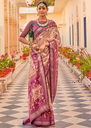 Mauve Purple Printed Chiffon Silk Saree
