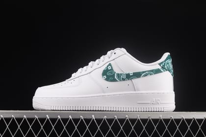 NikeMens Air Force 1 AF1 Low '07 Essential - White/Green Paisley-Euro 41