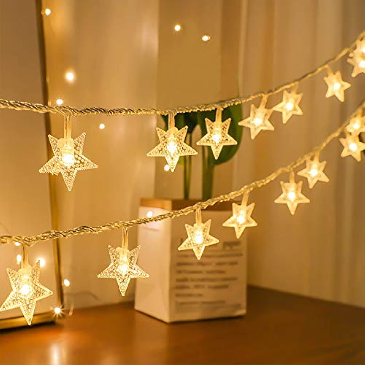 Star String Lights - Warm White LED Fairy Lights