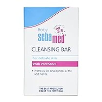 Sebamed Baby Cleansing Bar 100g|Ph 5.5 | With Panthenol|No tears & Soap Free bar| For Delicate skin Sebamed Baby Cleansing Bar 100g|Ph 5.5 | With Panthenol|No tears & Soap Free bar| For Delicate skin - White / Small